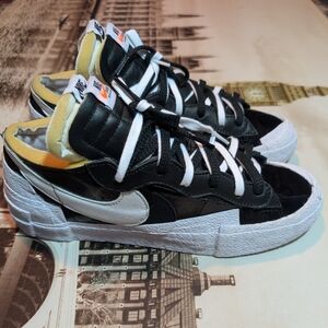 Nike Sacai Blazer Low Black White Leather Sneaker #DM6443-001 Men Size 10 No Box